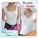 Ribbed Tank Tops for Women Square Neck & V Neck Reversible 2025 Summer Sleeveless Sexy Camisole Going Out Tops (White, L)