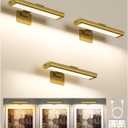 EZVALO Picture Light for Wall, Rechargeable 2400mAh Battery Lights Wireless with IR Remote, 3 Color & Dimmable Magnetic 7.87'' LED Lights Display for Painting, Living Room, Gallery, Bedroom(Gold-3P)
