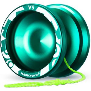 Professional Responsive Yoyo V3, MAGICYOYO Metal Yo yo for Beginner, Alloy Yo-yo with Unresponsive Bearing + Bearing Removal Tool + Axle + Storage Bag + 12 Yoyo Strings (Green)
