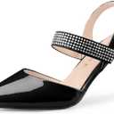 Allegra K Women's Sparkly Rhinestone Straps High Stiletto Heels Black Pumps Over 3 Inch Heel Evening Party Wedding Shoes for Bride 6 m US