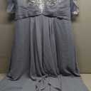 Mother of The Bride Dresses with Sleeves Long Chiffon Lace Appliques Formal Evening Dresses for Wedding, L/XL, Charcoal Gray 