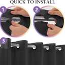 River Dream No Hook Hotel Cloth Black Shower Curtain Microfiber Waterproof - Soft Fabric Shower Curtain or Liner Washable, Black, 71x74