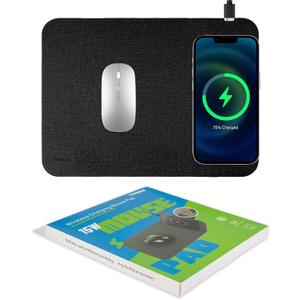 Fast Wireless Charging Mouse Pad 15W, Office Desk Pad with Ultra-Smooth Surface Non-Slip Rubber Base, Waterproof Mousepad for Computers/Office/Work/Home/Pad for iPhone Samsung (Black)