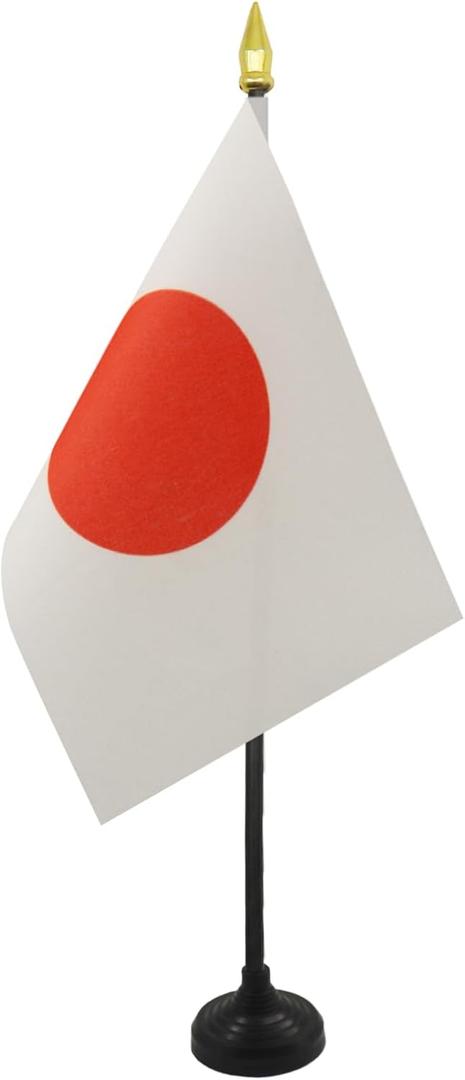 AZ FLAG - Japan Table Flag 4'' x 6'' - Japanese Mini Desk Flag 100% Polyester 15 x 10 cm - Office Banner with 10'' Pole - Golden Spear AZ FLAG - Japan Table Flag 4'' x 6'' - Japanese Mini Desk Flag 100% Polyester 15 x 10 cm - Office Banner with 10'' Pole - Golden Spear