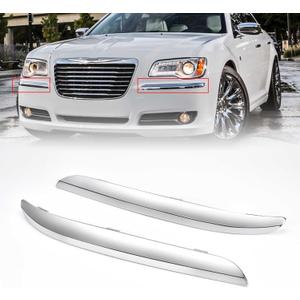 Front Bumper Molding Trim Chrome Compatible with Chrysler 300 2011 2012 2013 2014 Left and Right Side Bumper Cover Molding Replaces CH1046103 CH1047103 68127941AB 68127940AB