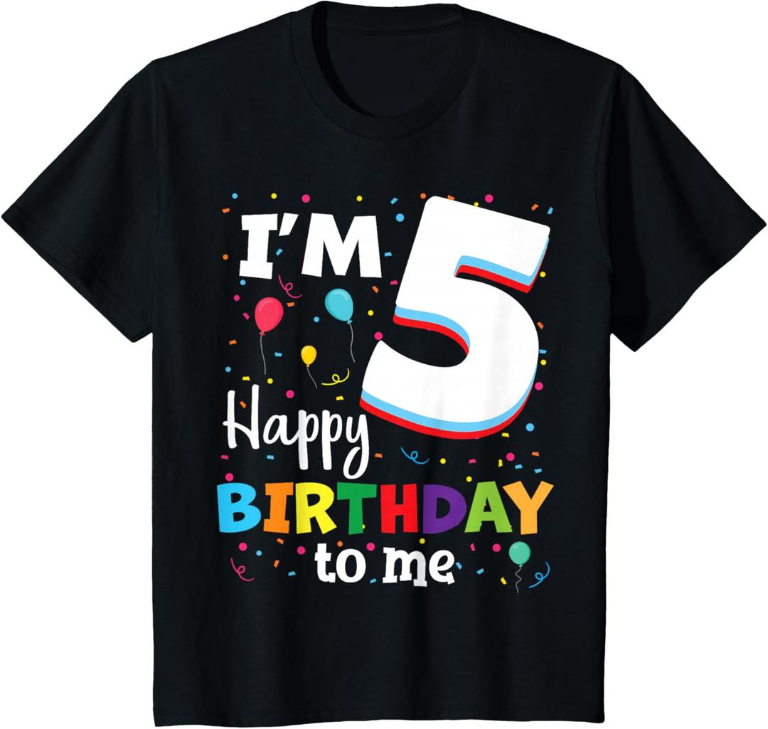 Five 5yr 5th Birthday Happy Birthday Boys Girls 5 Years Old T-Shirt, XS