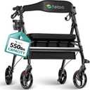 Helavo 28.3" Extra Wide Bariatric Rollator Walker, 550 lbs Capacity
