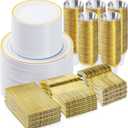 BESTVIP 900PCS Gold Dinnerware Set for 150 Guests,