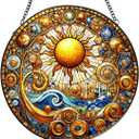 Sun Stained Glass Window Hanging,7.87 Inch Sun Catchers Indoor Window Decor,Ornament for Home,Garden,New Home,Christmas,Mothers Day Outdoor Gift for Women,Festival Gift