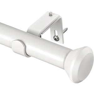 Heavy Duty Curtain Rods for Windows 48 to 84 Inches, White Adjustable Curtain Rods with Diamond Finials for Bedroom, Living Room, Patio, Kitchen, Farmhouse
