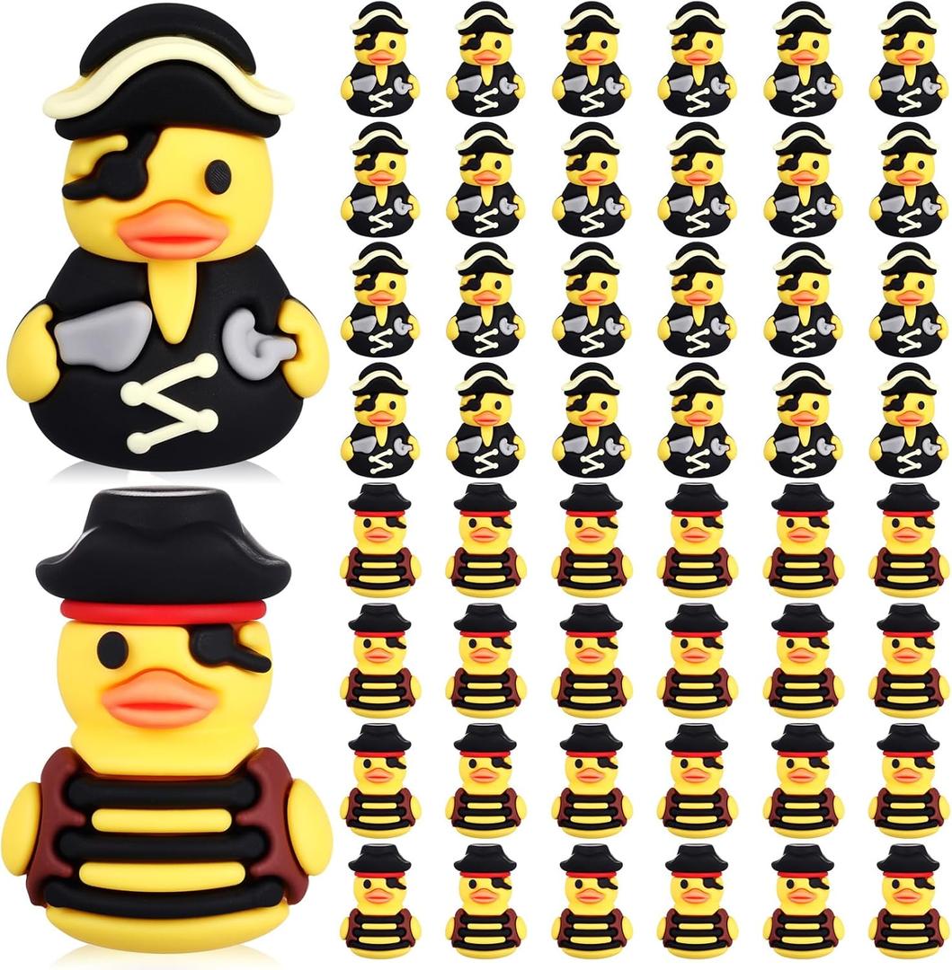 Gejoy 50 Pcs Mini Pirate Rubber Ducks Small Assorted Cruise Duck Figurines Bulk for Ducking Party Favors Halloween Carnival Supplies Baby Shower(Pirate)