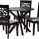 Baxton Studio Karel Dining Set, 5-Piece, Grey/Espresso Brown