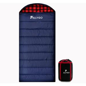 0 Degree Sleeping Bag Cotton Flannel Sleeping Bags for Adults Cold Weather Camping Winter Zero Degree Warm Weather Big and Tall (0F Navy Left Zip)