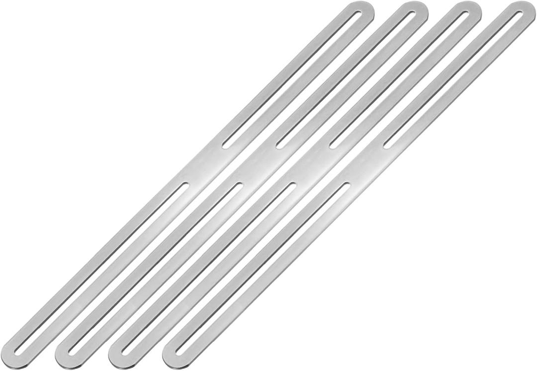 4-Pack Adjustable Flat Mending Plate Support with Single Slot, 14.17x0.94 Inch Straight Repair Fixing Bracket Connector for Wood Furniture/ Timber PC Case Holder [Silver]