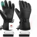 Pnosnesy Ski Gloves,Snow Gloves,Waterproof Cold Weather Winter Gloves for Parent Boys Girls- Cycling, Driving, Running XS