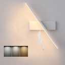 LED Plug Wall Sconces, with 6W Mounted Reading Lights, 3 Color Temperatures, with 6FT Plug in Cord and On/Off Switch on The Cord, 330Rotation Wall Lamps, for Bedroom Headboard Living Room (White)