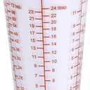 Kolder Mix N Measure Glass, Multi-Purpose Liquid and Dry Measuring Cup, 6 Units of Measurement, Heavy Glass, Red