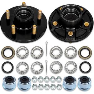 2 Sets 2000lb Trailer Axle Trailer Hub Kit 5 Bolt 4.5",Trailer Hub 5 Lug fit 1" and 1-1/16" Trailer Straight Spindle,54.5 Trailer hubs,Boat Trailer Hubs 5 Lug(Only Fit Straight Spindle)