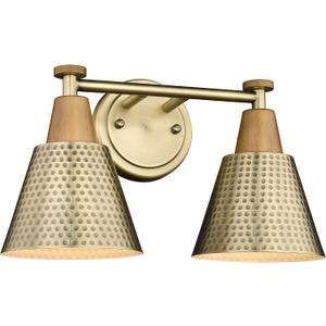 FEMILA Bathroom Light Fixtures, 2-Light Bathroom Vanity Lights Over Mirror, Antique Gold Wall Sconces, Hammered Metal Shade, 4FG59B-2W BG