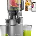 AMZCHEF Juicer Machines, 5.8" Extra Self-Feeding Cold Press Juicer for Whole Vegetable & Fruit, Juice Extractor Machine with Large Auger & Triple Strainers, Easy to Clean, High Juice Yield, Grey
