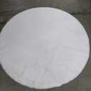 Latepis Round Furry White Circle Rug 5ft for Living Room, Bedroom, Nursery & Dorm - Machine Washable, Fluffy Faux Rabbit Fur Plush Shag