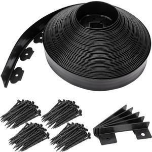 Landscape Edging 2.5 Inch Tall 100 FT, Black Edging for Landscaping with 5Pcs connectors and 120 Pcs Anchoring Spikes for Garden Flower Beds Yard Lawn