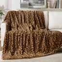 GALMAXS7 Cheetah Throw Blanket, Double-Sided Plush Fluffy - Luxury Faux Fur Leopard Print Blanket, Soft and Cozy Room Decor (50x60 Inches, Brown)