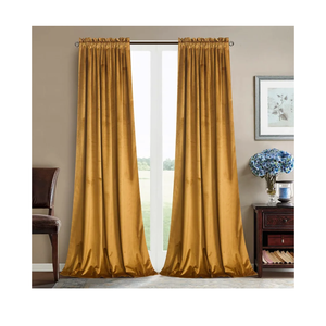 Roslynwood Mustard Velvet Curtains for Bedroom, Blackout Room Darkening Thermal Insulated Window Curtain Drapes for Living Room/Office/Apartment/Bathroom, W52 x L84, 2 Panels/Rod Pocket