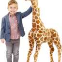 Meooeck 47 Inch Giant Giraffe Stuffed Animal, Large Plush Toy for Kids Lifelike Standing Toys Stuffed Tall Giraffe for Birthday, Nursery Home Decor