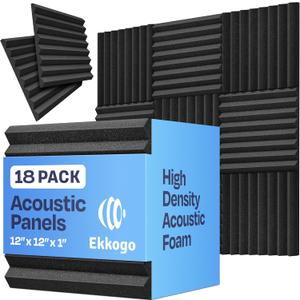 18-Pack Sound Proof Foam Panels for Walls 12X12X1 Acoustic Panels Wedge Style Sound Panels for Studio and Home Noise Reduction