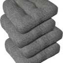 Downluxe Chair Cushions for Dining Chairs 4 Pack, Tufted Indoor Chair Pads with Non-Slip Bottom, U-Shaped Kitchen Chair Cushions, 17"x17"x4", Dark Grey