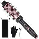 Thermal Brush 1.5", Tresses Touch Thermal Round Brush Blowout with 5 Settings, Long Lasting Curling Brushes Suitable for Medium and Long Hair, Velvet Pouch and Universal Voltage for Travel, Rose Gold