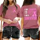 Cancer Survivor Tshirt Women Breast Cancer T Shirt Pink Ribbon Cancer Awareness Shirts Inspirational Tops (S)