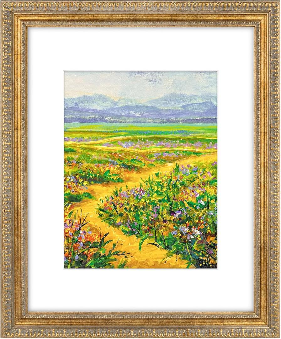 Golden State Art, 16X20 Ornate Vintage Photo Frame with White Mat for 11X14 Pictures or 16X20 Without Mat, Bronze Color