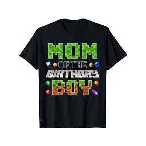 Mom Of The Birthday Boy Game Pixel, Birthday Party T-Shirt, Size L