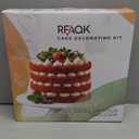 RFAQK 64PCs Cake Decorating Kit with Leveler, Baking Supplies Gift Includes Cake Stand Turntable, 24 Numbered Icing Tips, 30+1 Piping Bags, 2 Frosting Spatulas, 3 Scrappers, Video Course & Booklet (Blue)