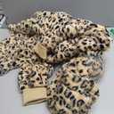 LookbookStore Hooded Faux Fleece Fur Coat Cardigan Jacket for Women Size (Large, Leopard)