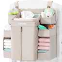 Sweeby Diaper Organizer for Changing Table and Crib - Nursery Diaper Stacker Hanging Caddy for Baby Essentials (Cream)