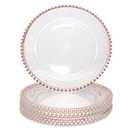 Rose Gold Bead Acrylic Charger Plates Round Table Charger Plates Decoration Dinner,Wedding,Party,Event(Acrylic Round Rose Gold) 4 Pack