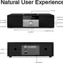 Nostalgic Bluetooth Stereo System for Home, WISCENT Vintage Micro HiFi Systems CD Player,with Bluetooth Audio Streaming,FM Radio,USB Port,Aux-in,Earphone Port (Black CD Player)