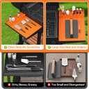 2 x Griddle Accessories Silicone Spatula Mat with Drip Pad, Orange, 16x11.5" Rectangular Grill Mat