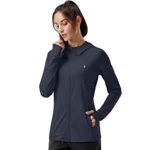 Soothfeel Women's UPF 50+ Sun Protection Hoodie Jacket Lightweight Long Sleeve Sun Shirt for Women with Pocket Hiking Outdoor (3X-Large, F-navy Blue)