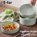 E-far Pasta Bowls Set of 4, 35oz Ceramic Large Salad Bowl Plates for Serving Soup Dinner, Shallow Stoneware Pasta Plate, Microwave & Dishwasher Safe, Speckled Green