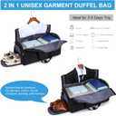 Convertible Duffle Bags for Men, Garment Bag for Travel, Carry on Garment Duffel Bag with Shoe Compartment, 2 in 1 Hanging Dress Suitcase Suit Travel Bags, Black