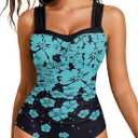 HUSKARY Womens One Piece Swimsuit Tummy Control Push Up Bathing Suits Ruched Full Coverage Slimming Swimwear (Black, S)