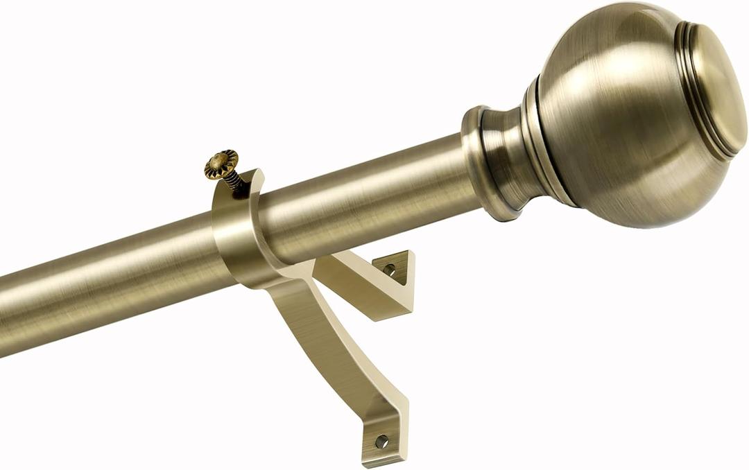 Antique Bronze Window Curtain Rods 36 to 72 Inch, Adjustable Curtain Rod,Heavy Duty Window Rods,Thicken Sturdy Drapery Rods,Single Telescoping Decorative Curtain Rod for Window
