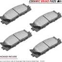 JLEO Front Rear Ceramic Brake Pads for Toyota Camry/Avalon,for Lexus 8pcs