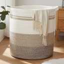 OIAHOMY 100L Laundry Hamper - Storage Basket with Handles, Decorative Woven Basket for Living Room, Toys Bin, Pillows, Blankets, Clothes - 19x21in - Gradient Yellow