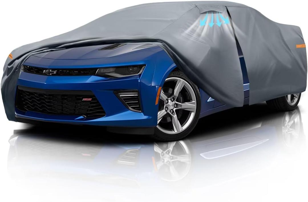 Waterproof Chevrolet Chevy Camaro(1992-2026) Car Cover with Breathable Vents, [2025 Upgrade] Premium Covers with Cotton Liner and Zipper Door, Sun Rain Snow Dust Uv Protection