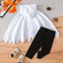 Noubeau Toddler Baby Boys Girls Halloween Costume Ghost Cloak Hooded Top Black Pants Boo Spooky Ghost Costume Cosplay Clothes (7-8 Years)